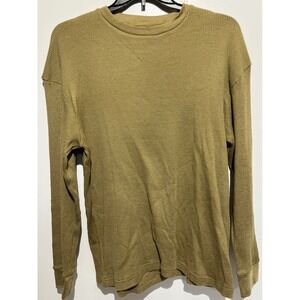 Vertical Sport Mens XXL Olive Waffle Knit Thermal Long Sleeve Crew Neck Shirt